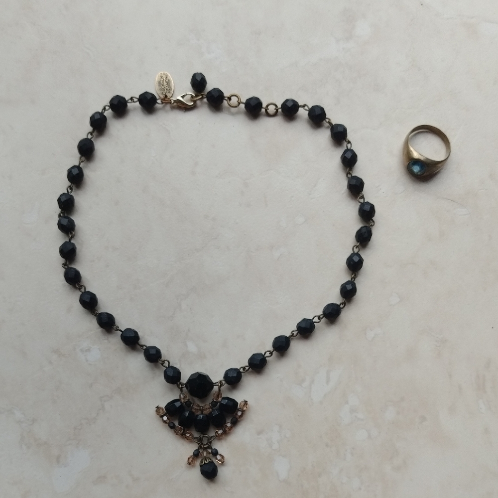 Erickson Beamon Black and Gold Necklace With Accent Ring
